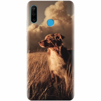 Husa silicon pentru Huawei P30 Lite, Alone Dog Animal In Grass Husa silicon pentru Huawei P30 Lite, Alone Dog Animal In Grass