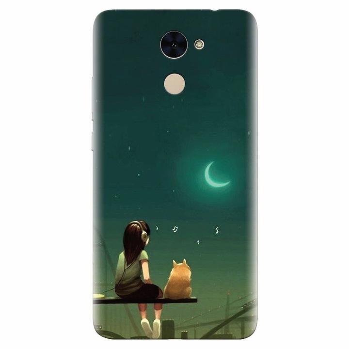 Силиконов кейс за Huawei Enjoy 7 Plus, Cat And Girl