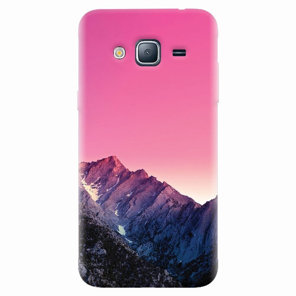 Husa silicon pentru Samsung Galaxy J7 2015, Mountain Peak Pink Gradient Effect