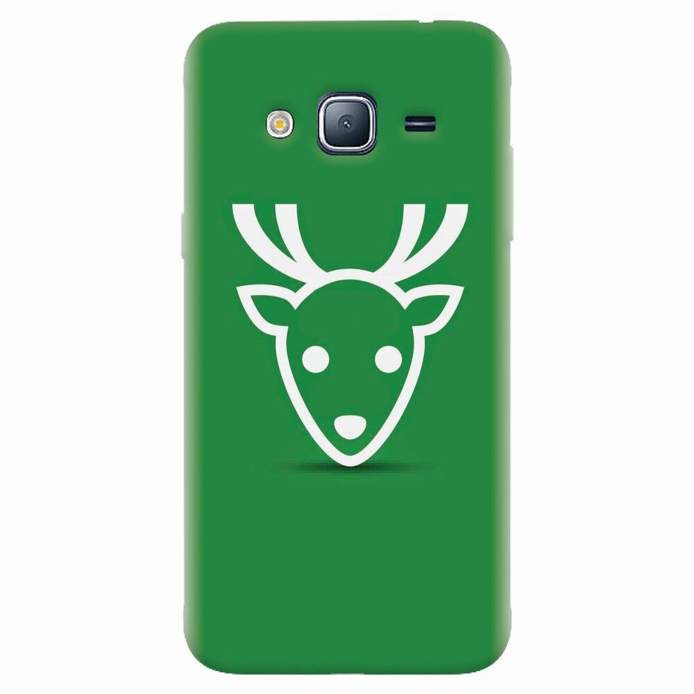 Husa silicon pentru Samsung Galaxy J7 2015, Minimal Reindeer Illustration Green