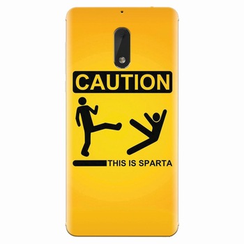 Husa silicon pentru Nokia 6, This Is Sparta Funny Illustration Husa silicon pentru Nokia 6, This Is Sparta Funny Illustration