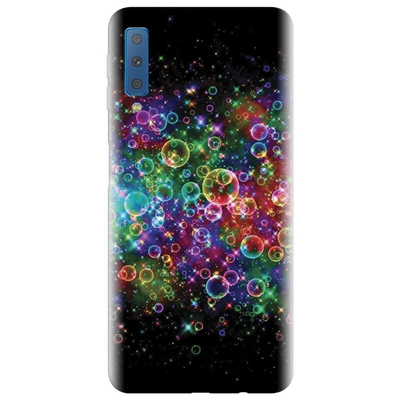 Husa silicon pentru Samsung Galaxy A7 2018, Rainbow Colored Soap Bubbles