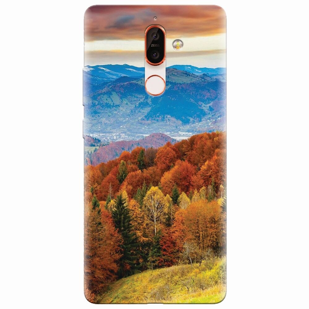 Husa silicon pentru Nokia 7 Plus, Autumn Mountain Fall Rusty Forest Colours