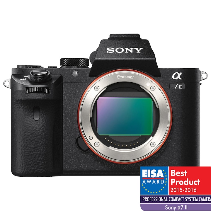 Aparat foto Mirrorless Sony Alpha A7II Body, 24.3 MP, Full-Frame, Wi-Fi, NFC, E-Mount, ISO 50–25600, Negru