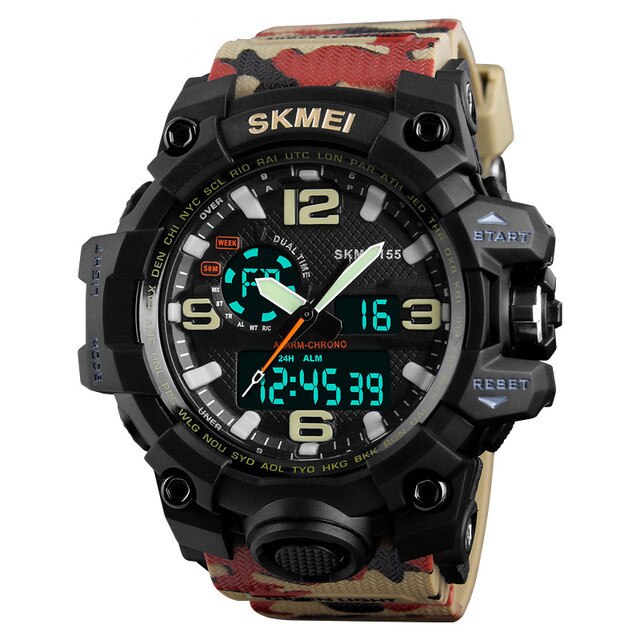 Ceas barbatesc Army SKMEI 203 camuflaj Dual Time analog si digital Quartz