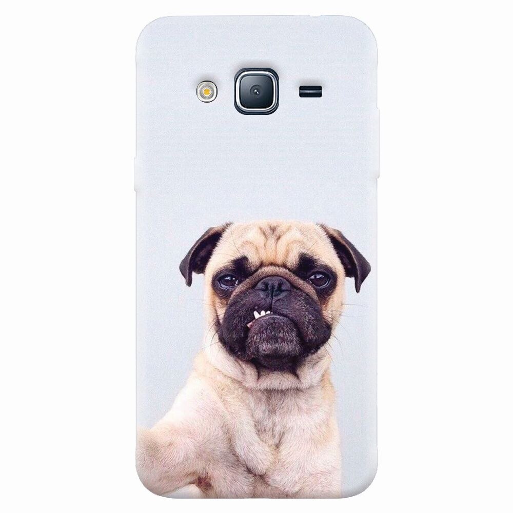 Husa silicon pentru Samsung Galaxy J7 2015, Simple Pug Selfie