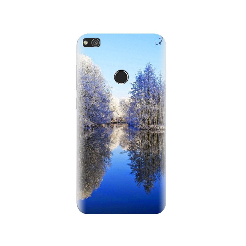 Husa Huawei P8 Lite 2017 White Snow Trees Clear Blue Lake