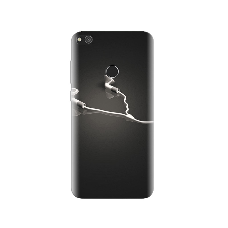 Husa Huawei P8 Lite 2017 White Headphones With Black Background Photos