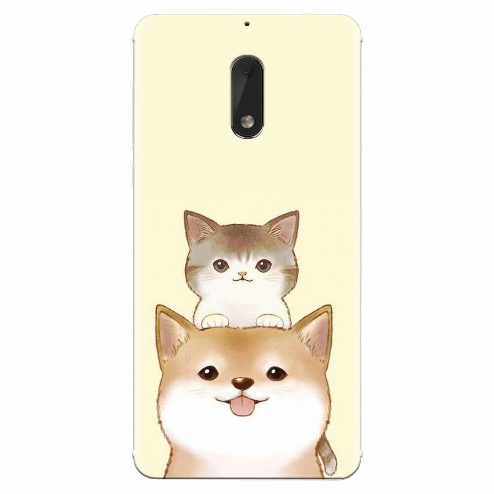 Husa silicon pentru Nokia 6, Two Cat