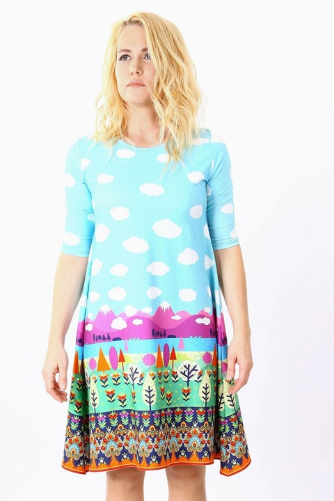 Дамска Рокля jivot BG Landscape, Многоцветна