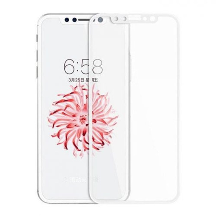Стъклен протектор 5D Full Glue Cover Phone+ за IPhone X/XS (5,8''), Бял