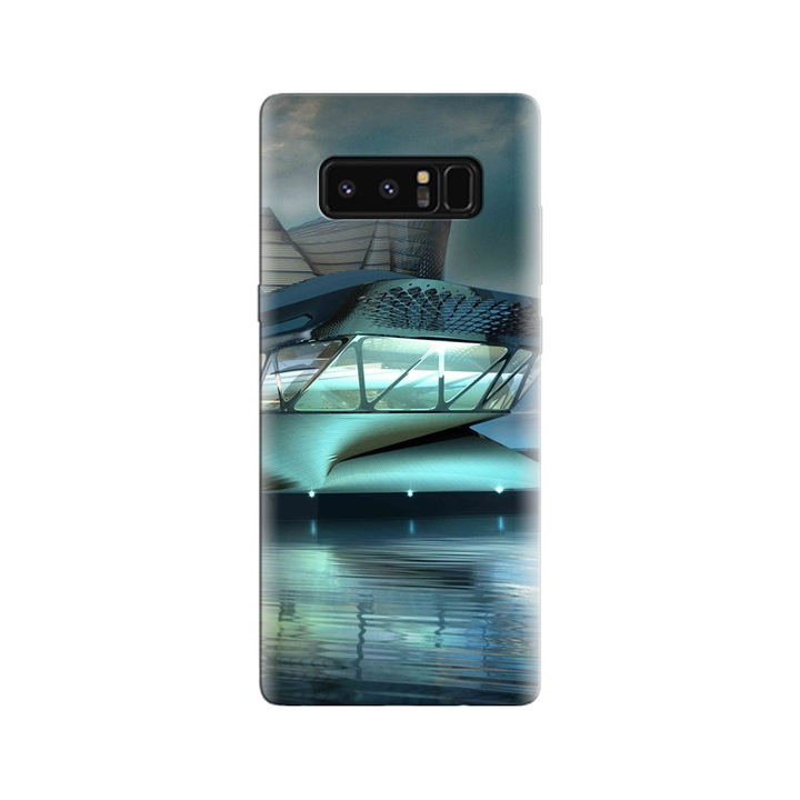 Силиконов капак, съвместим с модел Samsung Galaxy Note 8 - Glass Futuristic Building Water Hd