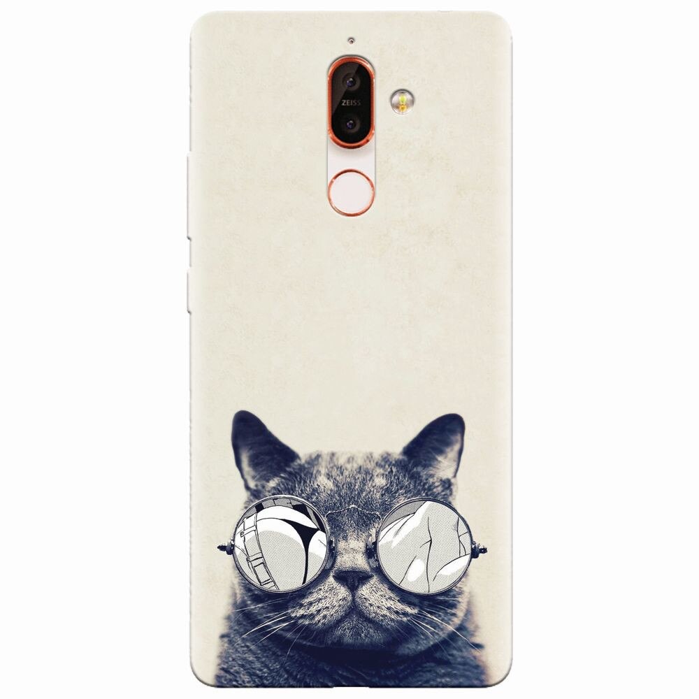 Husa silicon pentru Nokia 7 Plus, Cool Cat Glasses