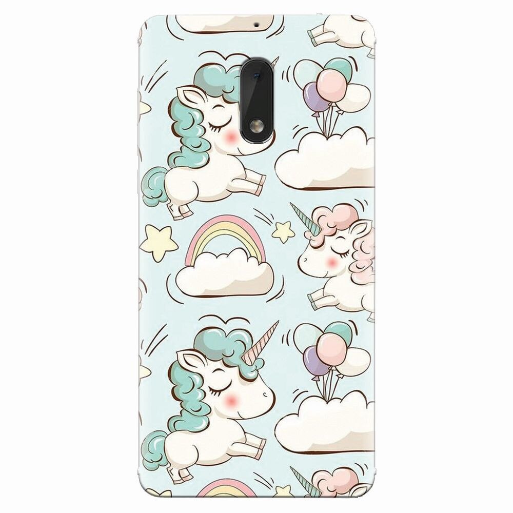 Husa silicon pentru Nokia 6, Unicorns And Clouds
