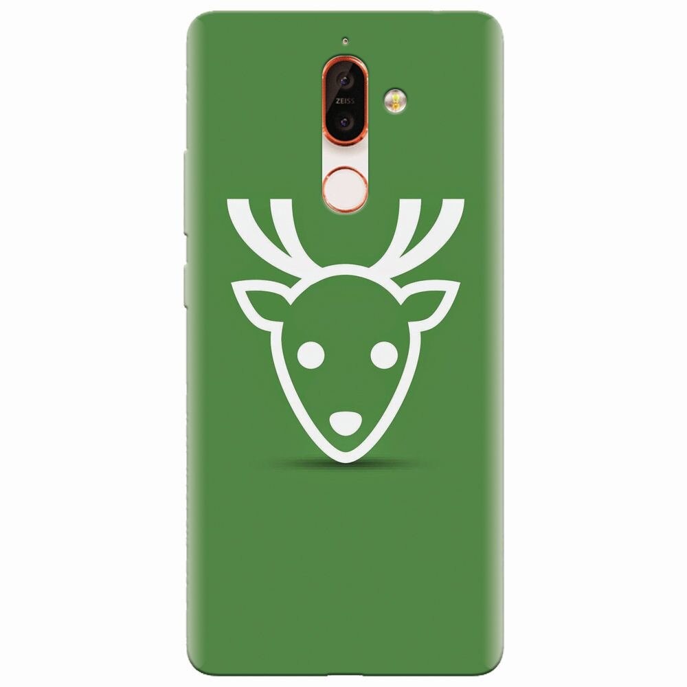 Husa silicon pentru Nokia 7 Plus, Minimal Reindeer Illustration Green