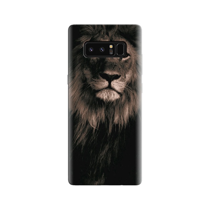Силиконов калъф, съвместим с модел Samsung Galaxy Note 8 - Lion With Black Background Bests