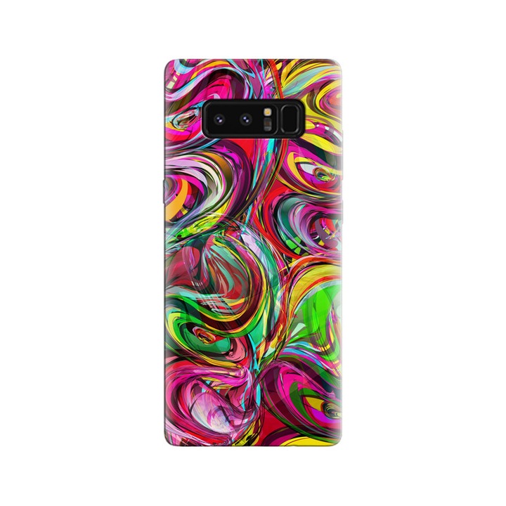 Силиконов кейс, съвместим с модел Samsung Galaxy Note 8 - Colorful Swirls Water Colours