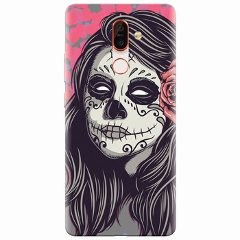 Husa silicon pentru Nokia 7 Plus, Mexican Girl Skull Husa silicon pentru Nokia 7 Plus, Mexican Girl Skull