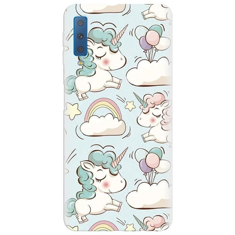 Husa silicon pentru Samsung Galaxy A7 2018, Unicorns And Clouds