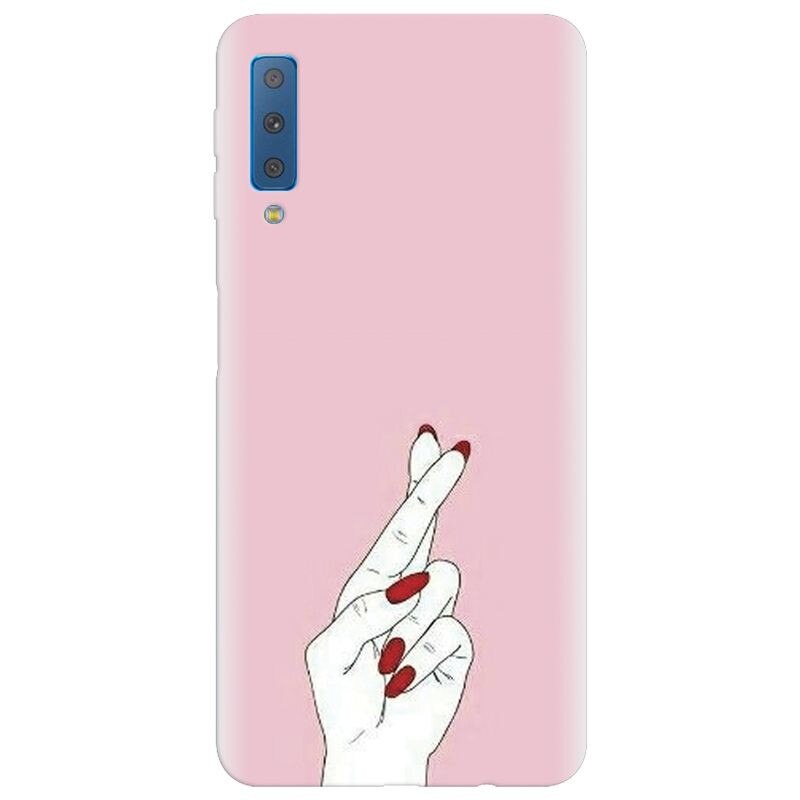 Husa silicon pentru Samsung Galaxy A7 2018, Pink Finger Cross
