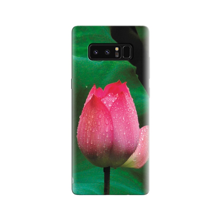 Силиконов калъф, съвместим с модел Samsung Galaxy Note 8 - Pink Lotus Flower With Water Drop