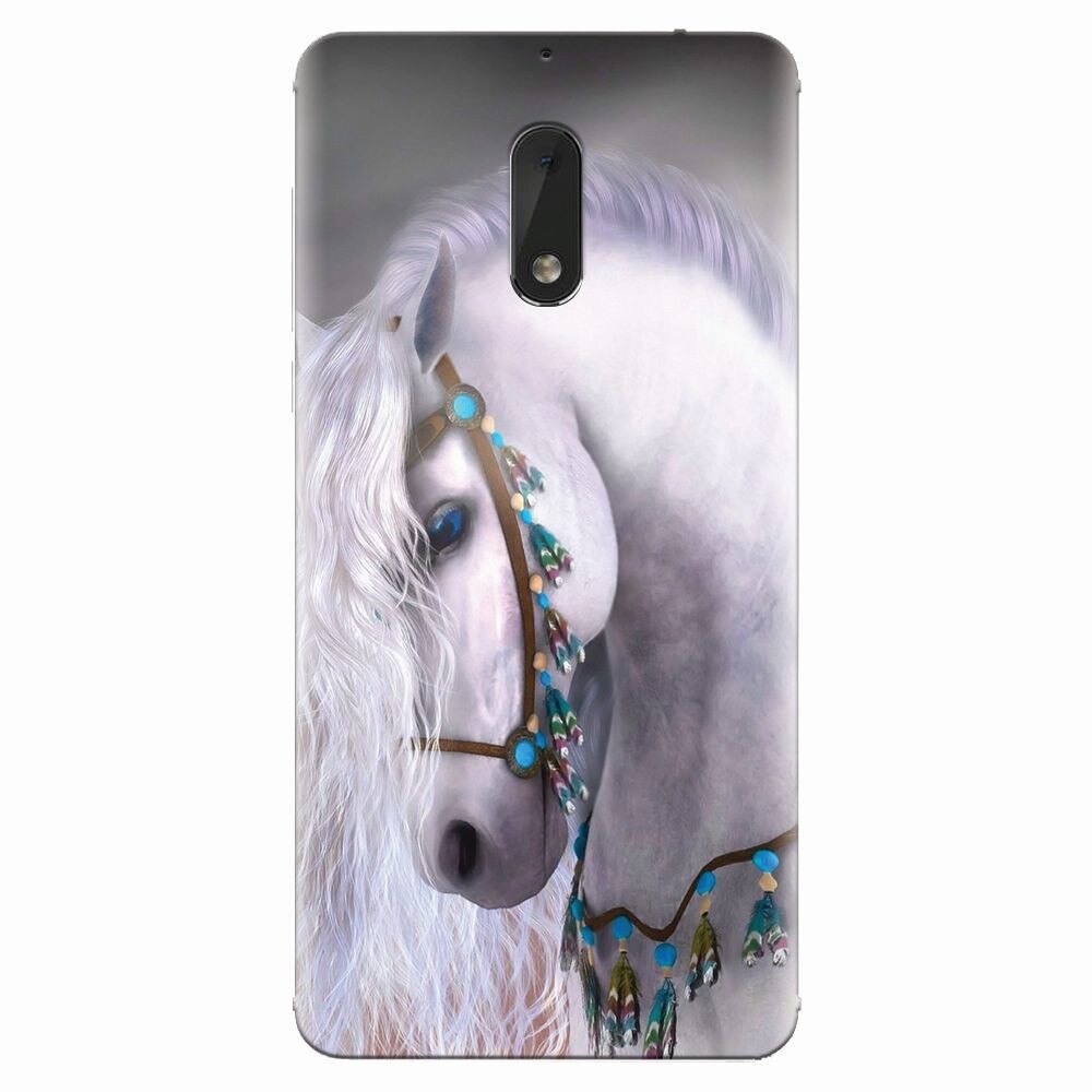 Husa silicon pentru Nokia 6, White Horse