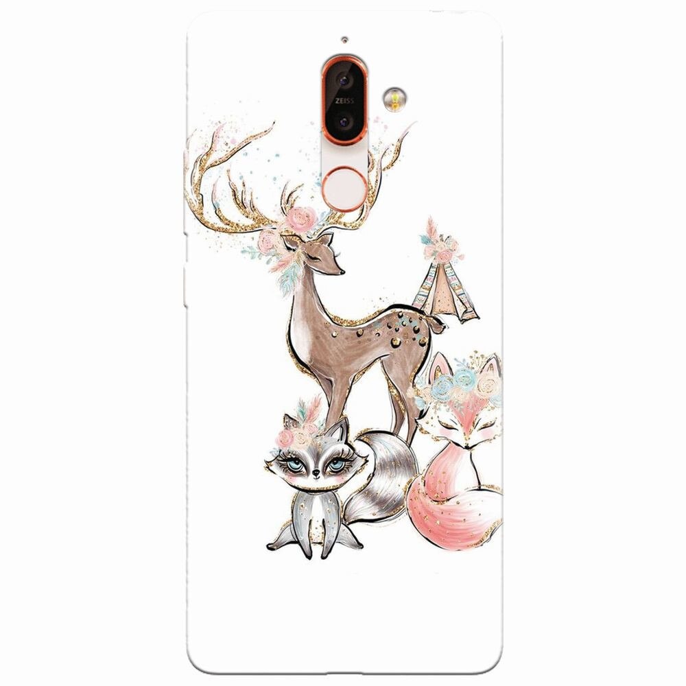 Husa silicon pentru Nokia 7 Plus, Foxs And Deer