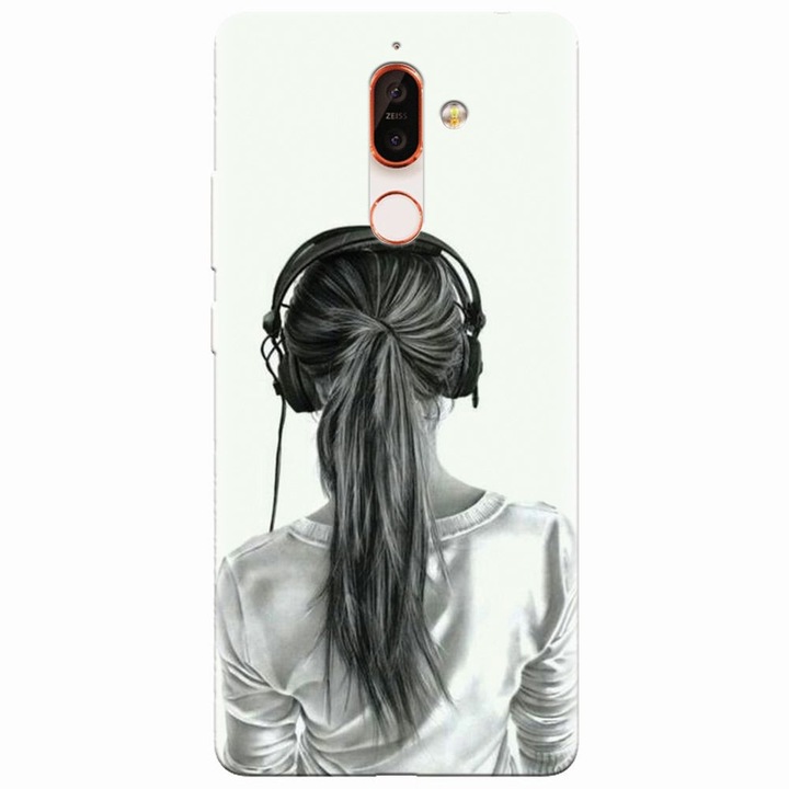 Силиконов кейс за Nokia 7 Plus, Момиче със слушалка