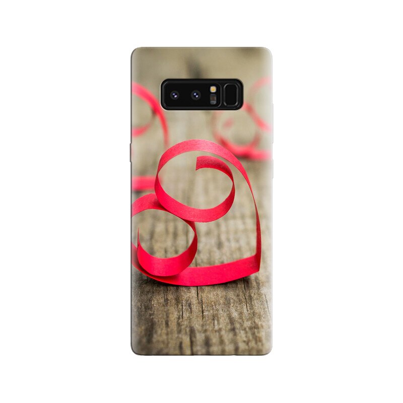 Husa Samsung Note 8 Red Ribbon Hearts Minimalist Wood Background
