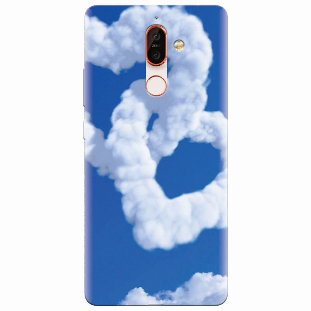 Husa silicon pentru Nokia 7 Plus, Heart Shaped Clouds Blue Sky
