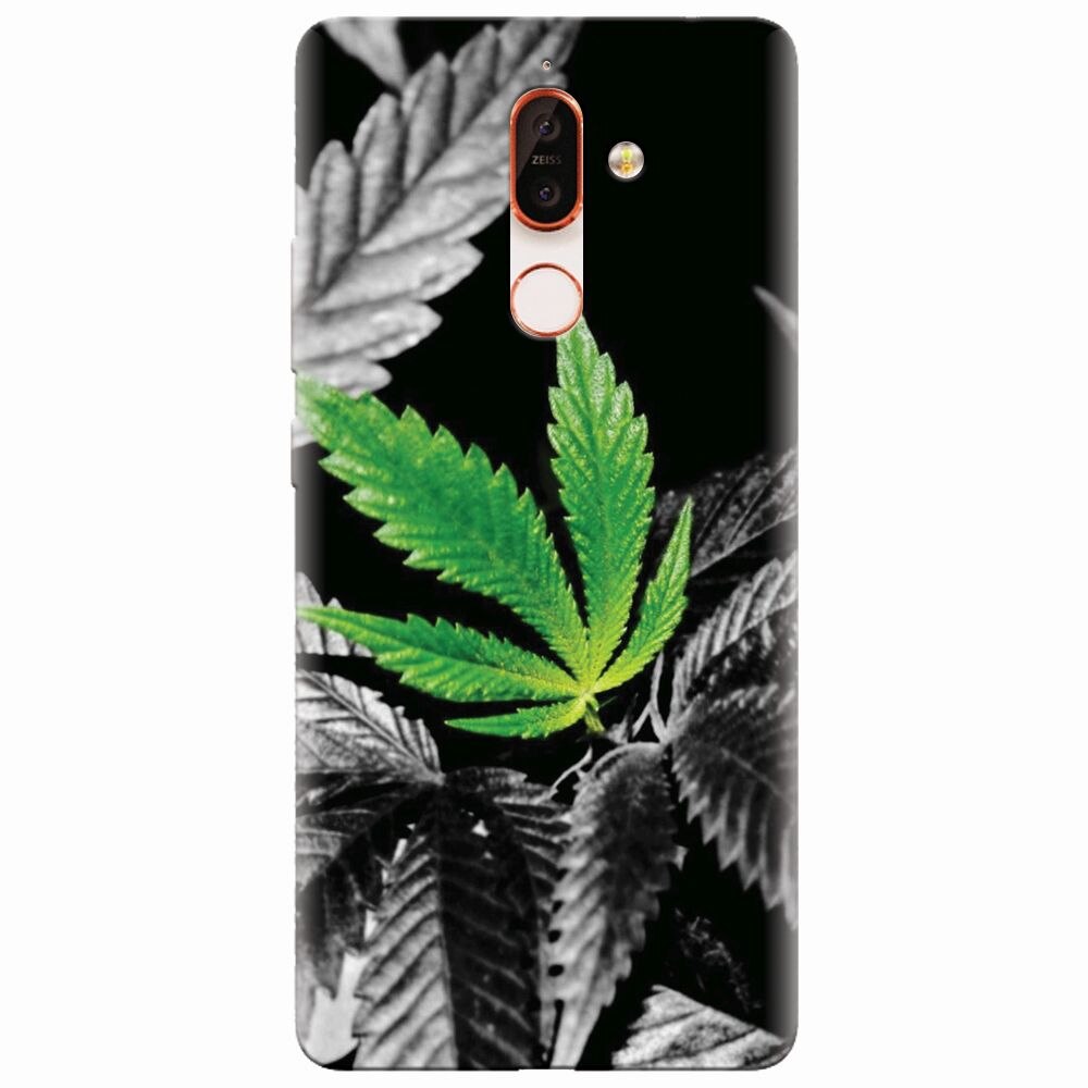 Husa silicon pentru Nokia 7 Plus, Trippy Pot Leaf Green