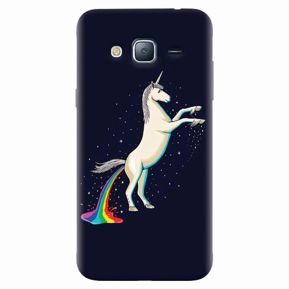 Husa silicon pentru Samsung Galaxy J7 2015, Unicorn Shitting Rainbows
