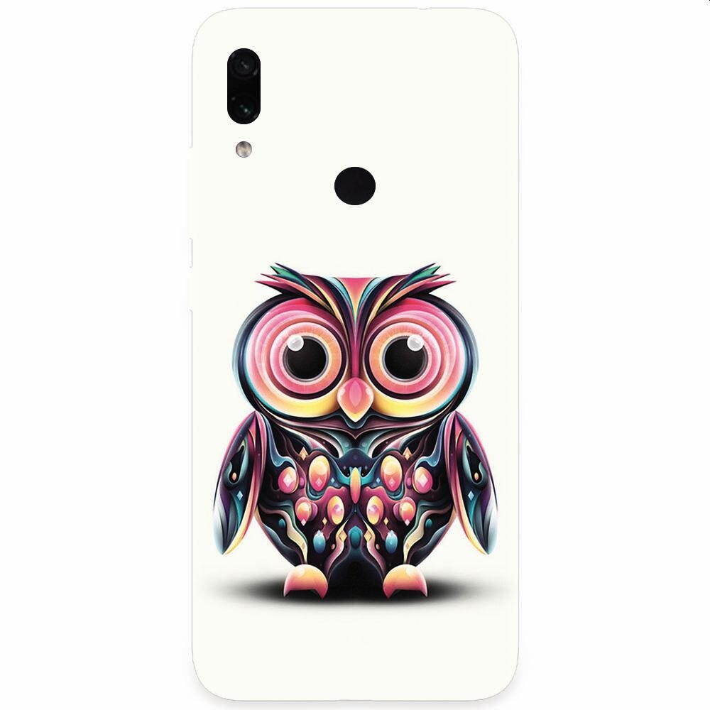 Husa silicon pentru Xiaomi Redmi Note 7, Colorful Owl Illustration