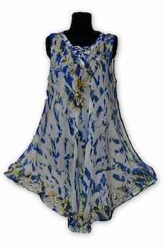Gia Gold Textiles - Gia Gold-Rövid nyári ruha kék színben 13