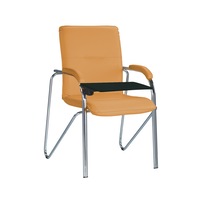 Scaun vizitator SAMBA Soft cu masuta rabatabila, Ocru piele ecologica