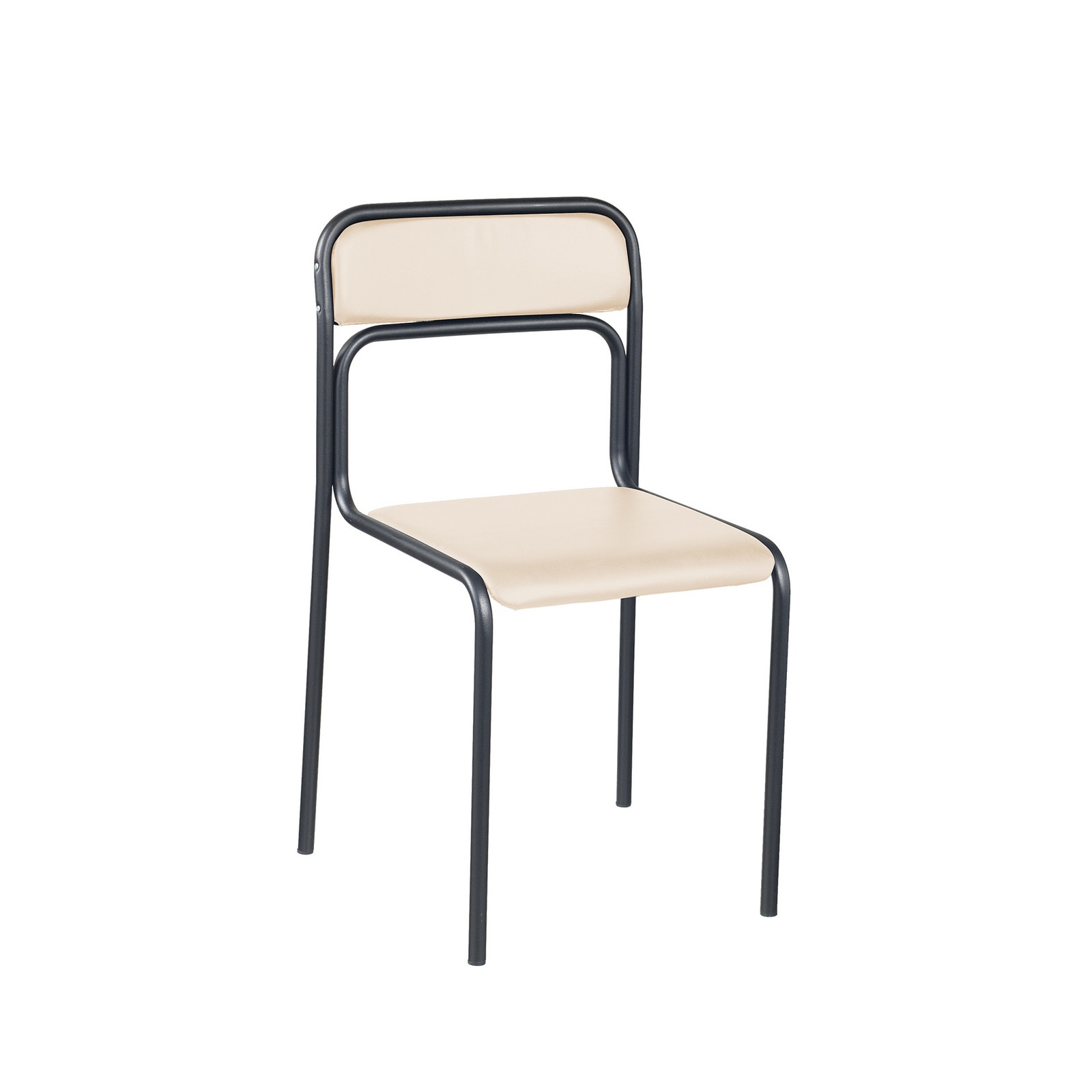 Scaun vizitator ASCONA Black, Crem piele ecologica