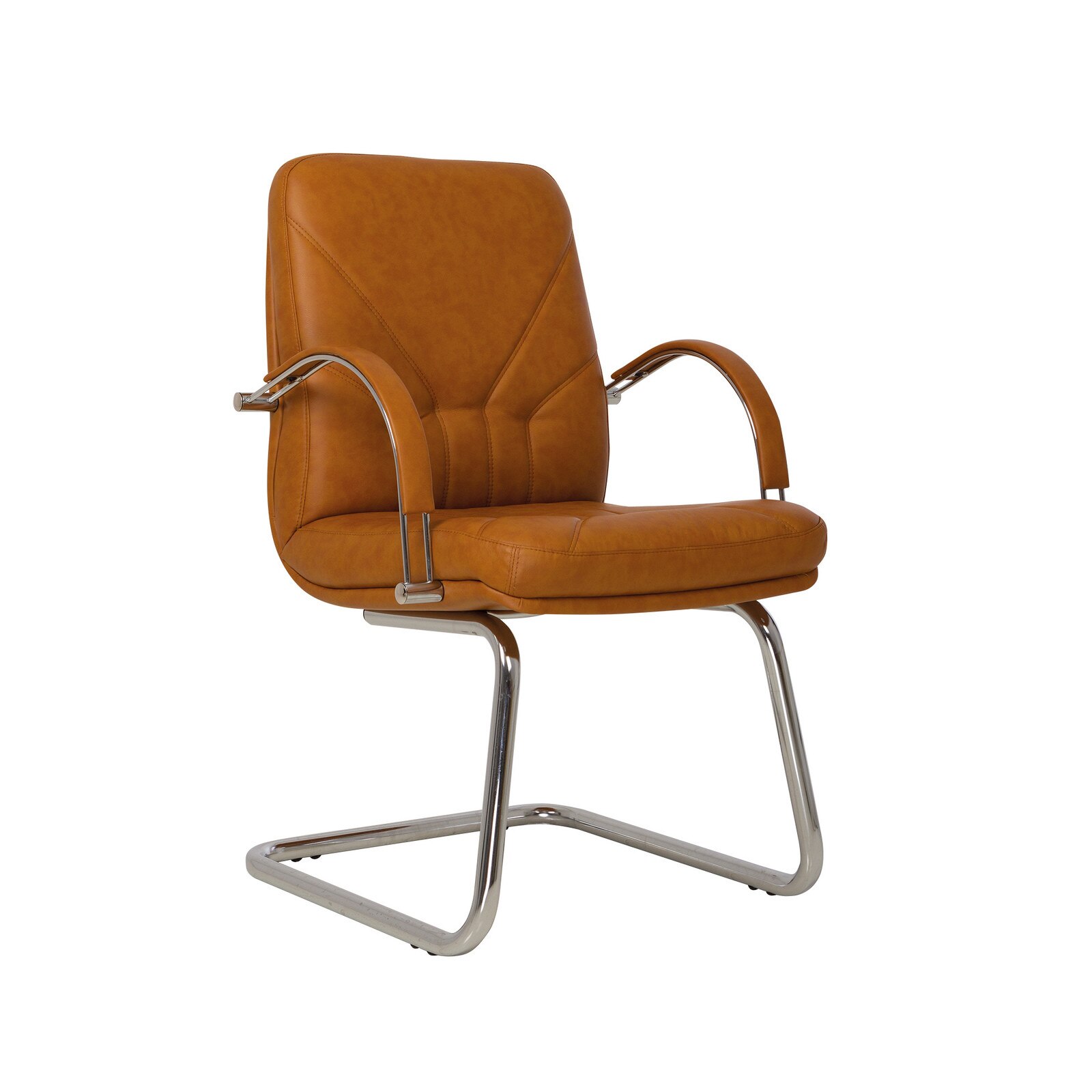 Scaun conferinta MANAGER CF LB STEEL CHROME, Brun deschis piele ecologica