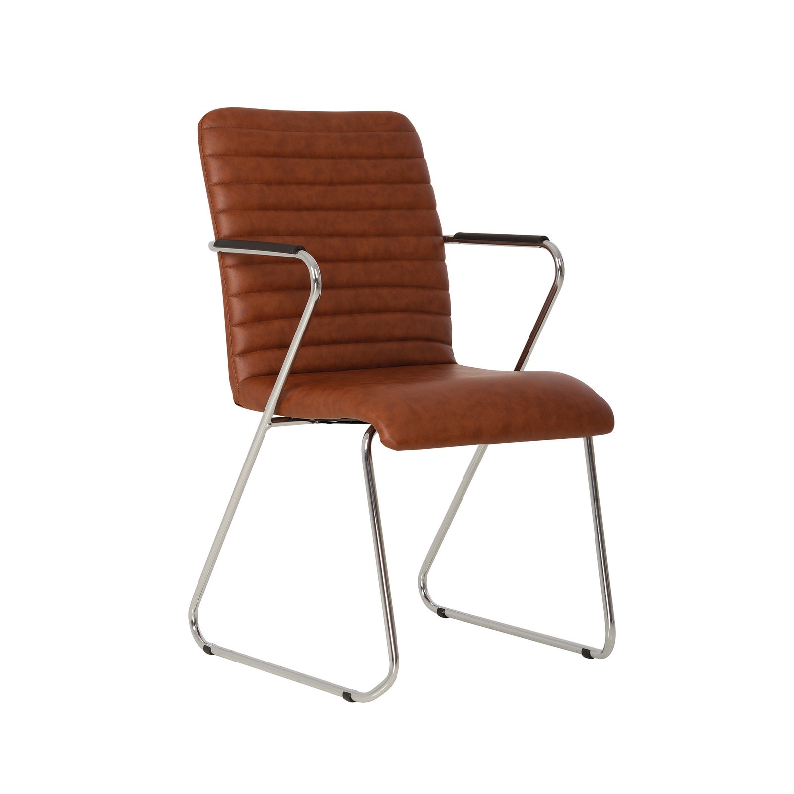 Scaun vizitator TASK CF CHROME, Maro piele ecologica