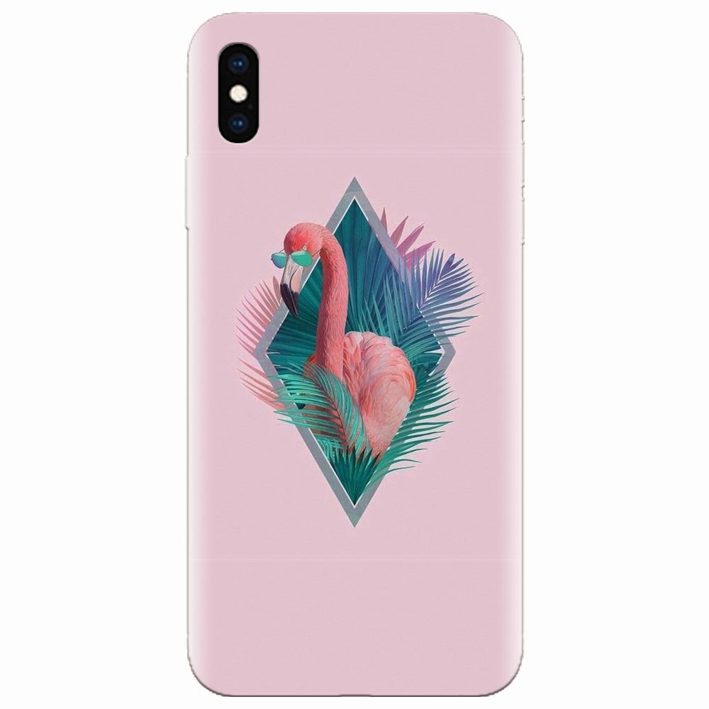 Husa silicon pentru Apple Iphone XS, Flamingo With Sunglass