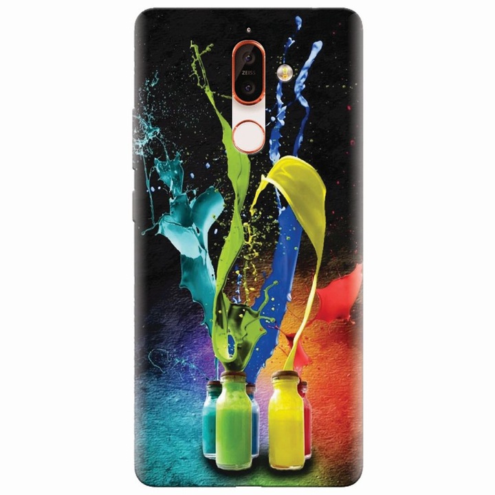 Husa silicon pentru Nokia 7 Plus, Abstract Color Bottles Splash