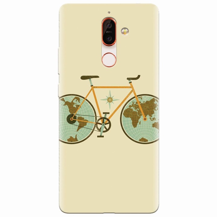 Силиконов кейс за Nokia 7 Plus, Илюстрация на ретро велосипед