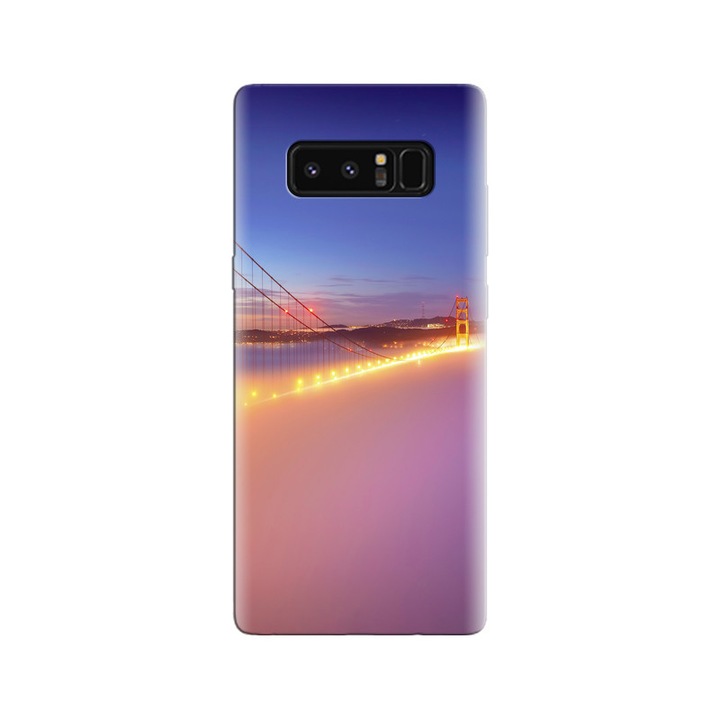 Силиконов калъф, съвместим с модел Samsung Galaxy Note 8 - San Francisco Golden Gate Bridge Fog