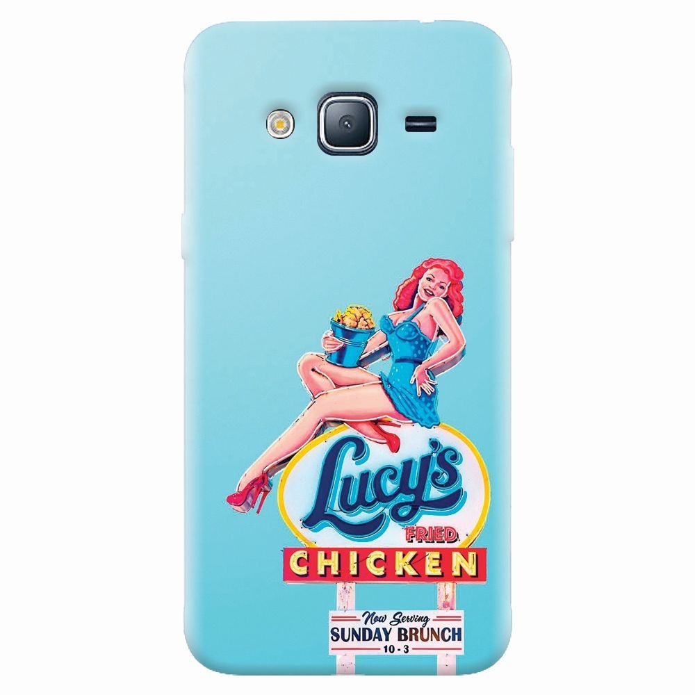 Husa silicon pentru Samsung Galaxy J7 2015, American Vintage Restaurant Sign