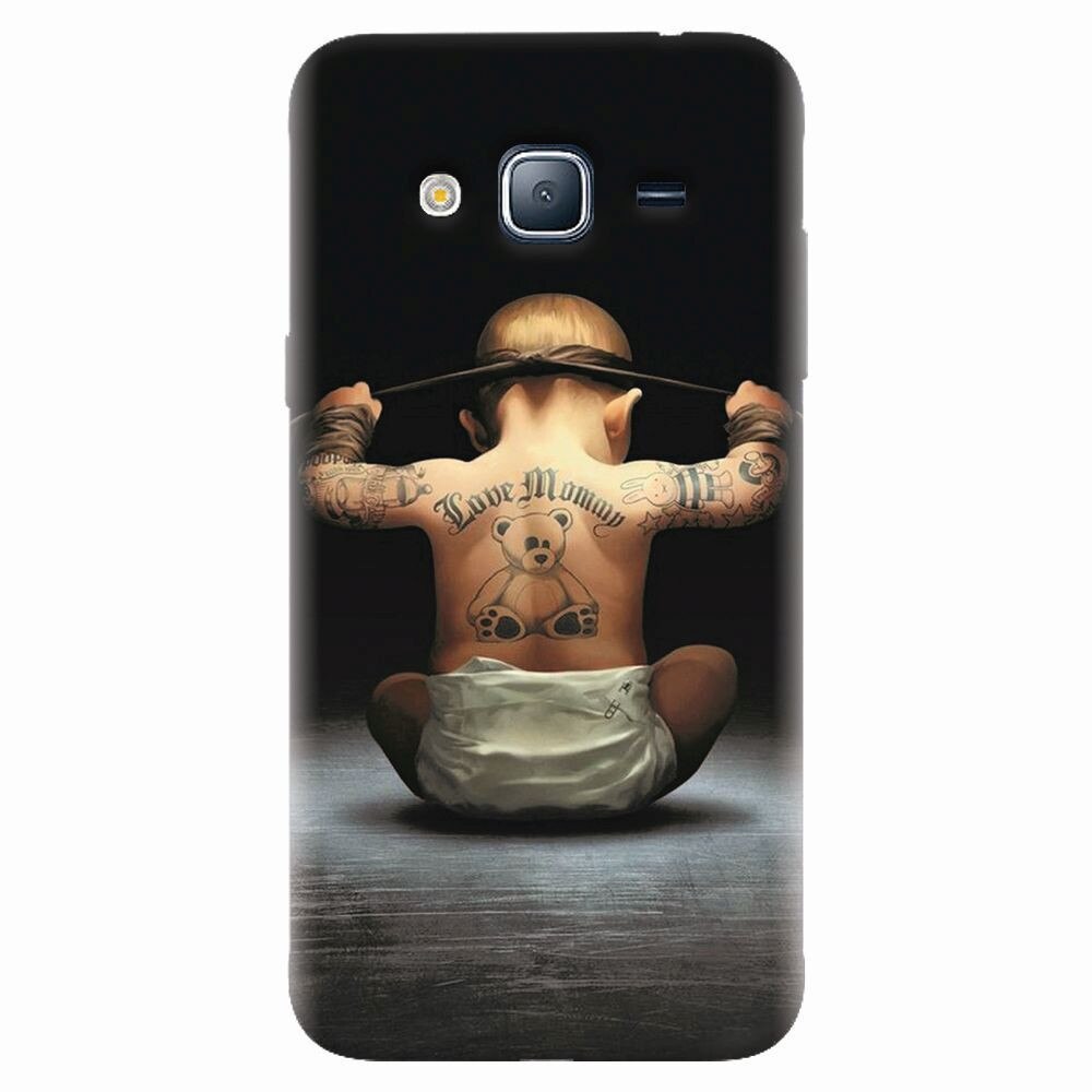 Husa silicon pentru Samsung Galaxy J7 2015, Body Builder Cute Baby Tattoo