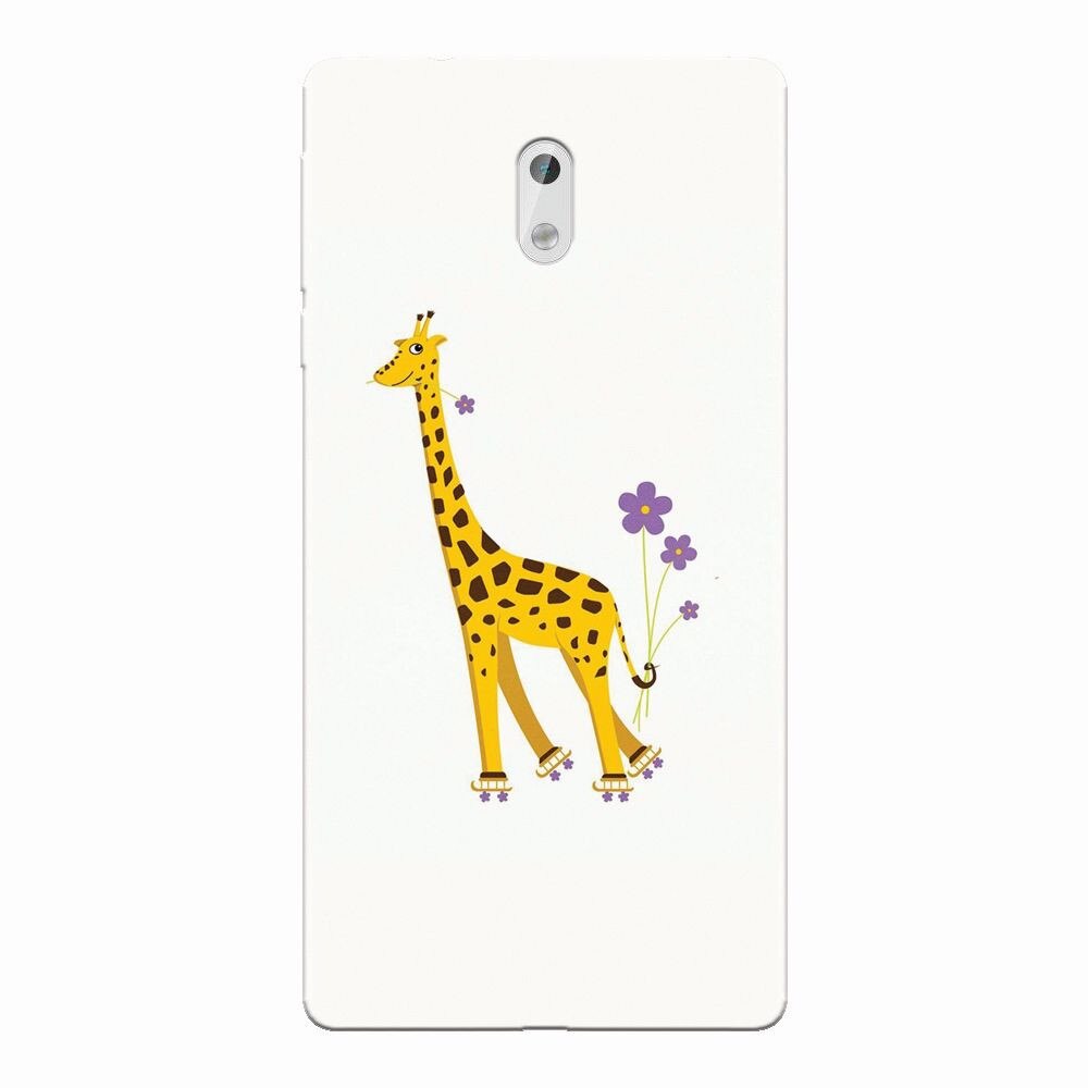 Husa silicon pentru Nokia 3, Rollerskating Girafe Illustration