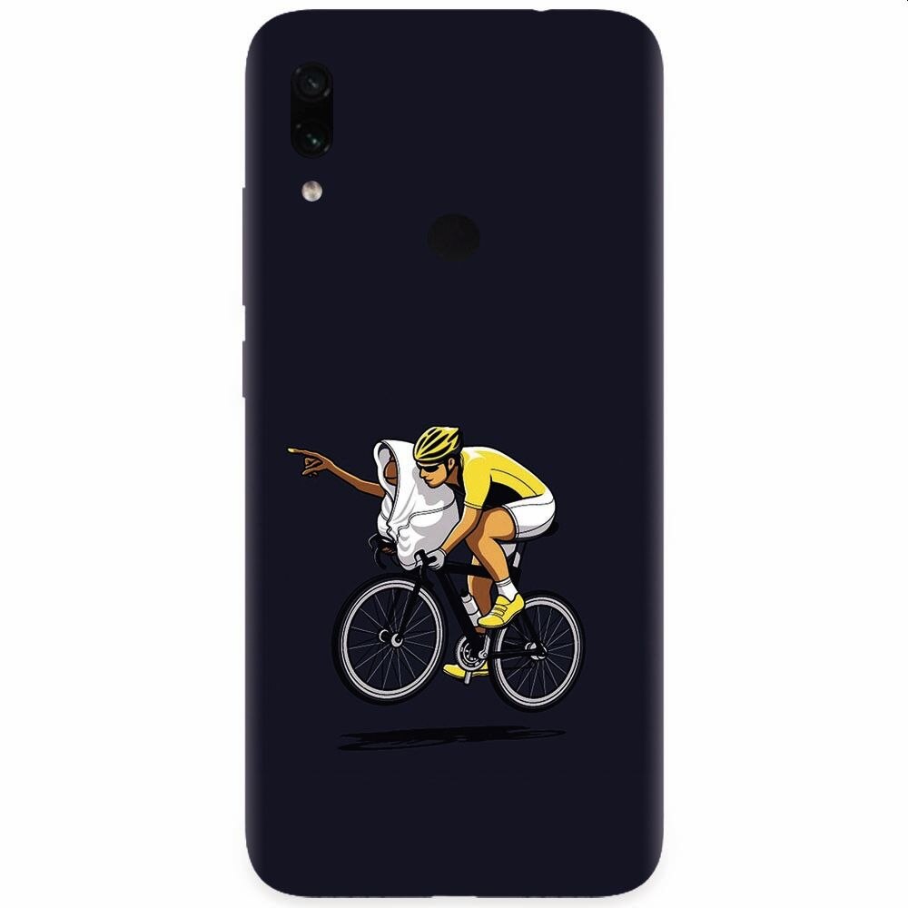 Husa silicon pentru Xiaomi Redmi Note 7, ET Riding Bike Funny Illustration