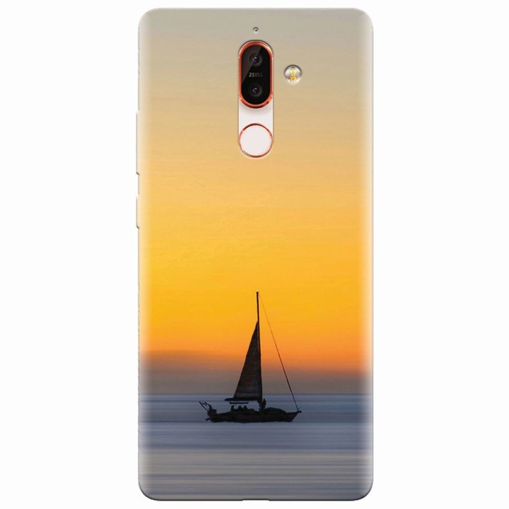Силиконов кейс за Nokia 7 Plus, Wind Sail Boat Ocean Sunset