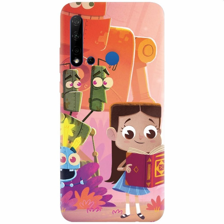 Силиконов калъф, съвместим с Huawei P20 Lite (2019), Children Kids Robots Illustration Colorful K
