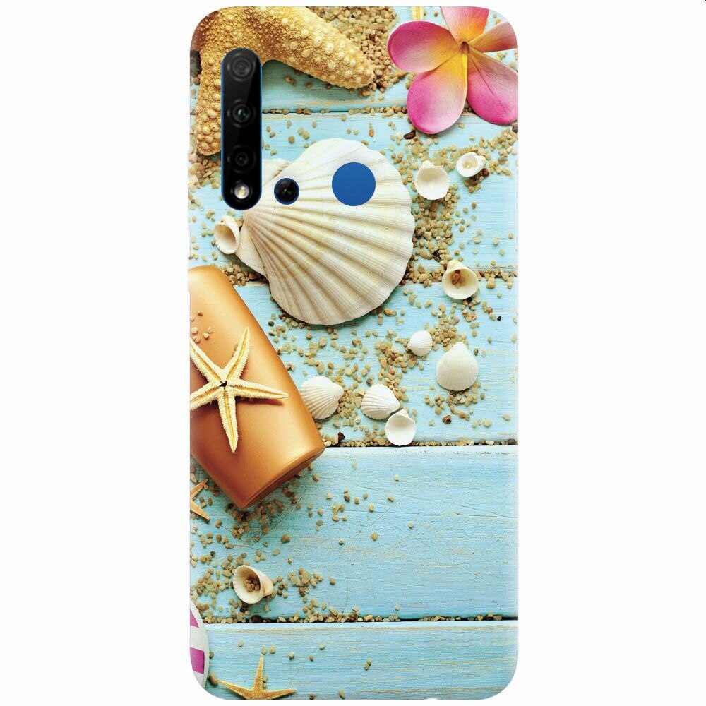 Husa silicon pentru Huawei P20 Lite (2019), Blue Wood Seashells Sea Star
