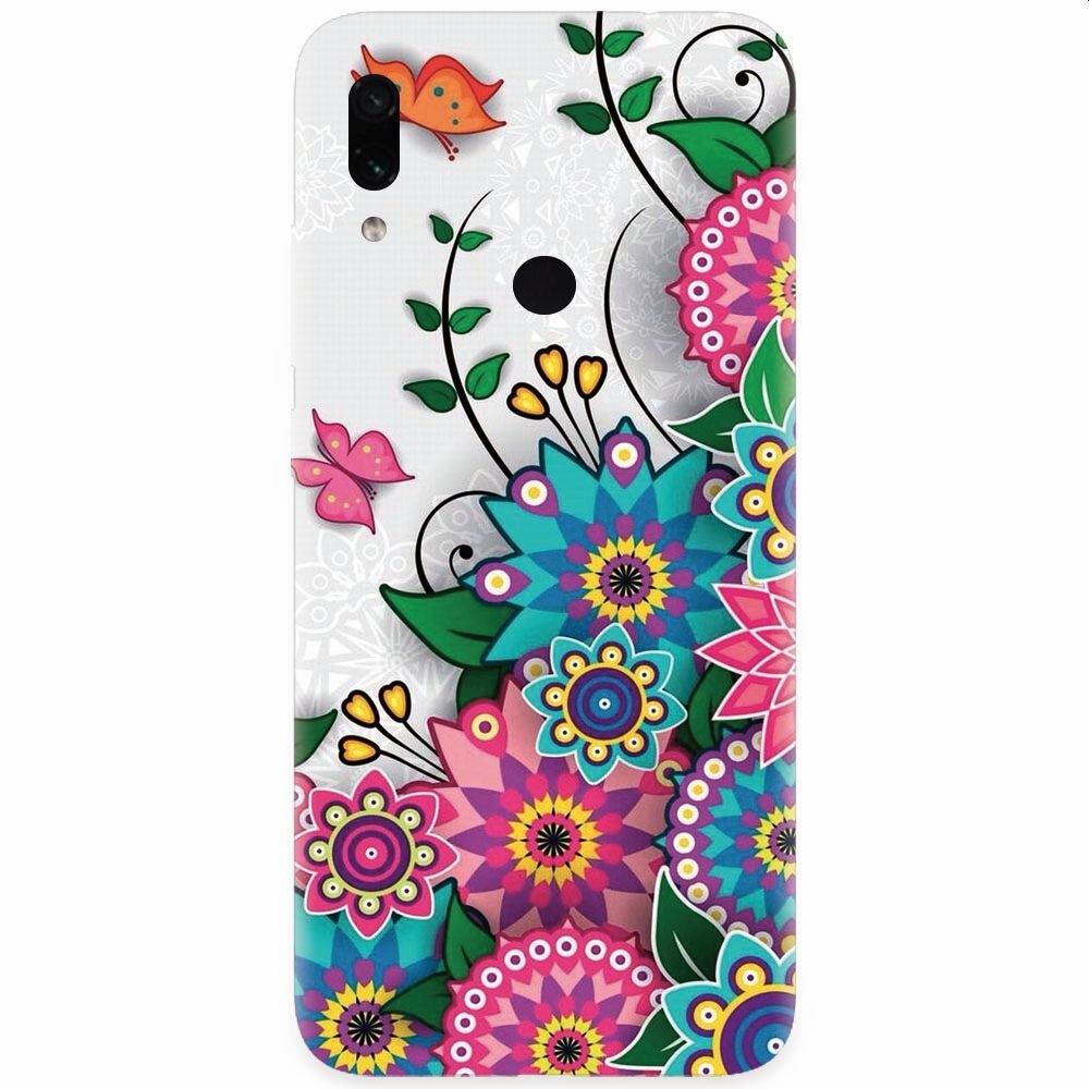 Husa silicon pentru Xiaomi Redmi Note 7, Mandala Flowers